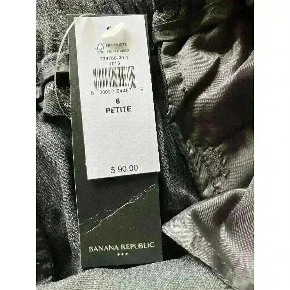 NWT Banana Republic Women's Pull-On Tapered Pants, Gray 8P, Pockets